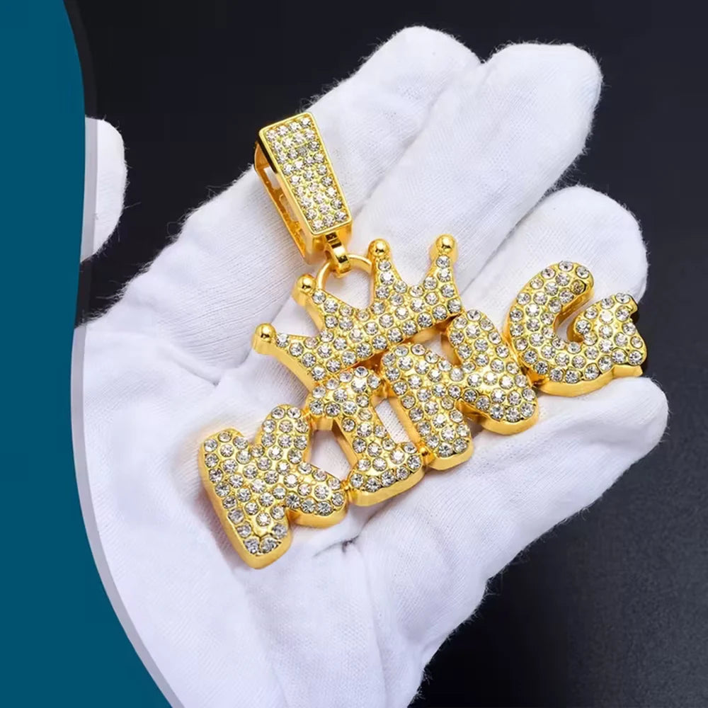 Cuban Dog Chain, Aluminum Alloy Pet Dog Collar, Gold Necklace for Small to Large Dogs Cats King Queen Pendant Jewelry Accessory