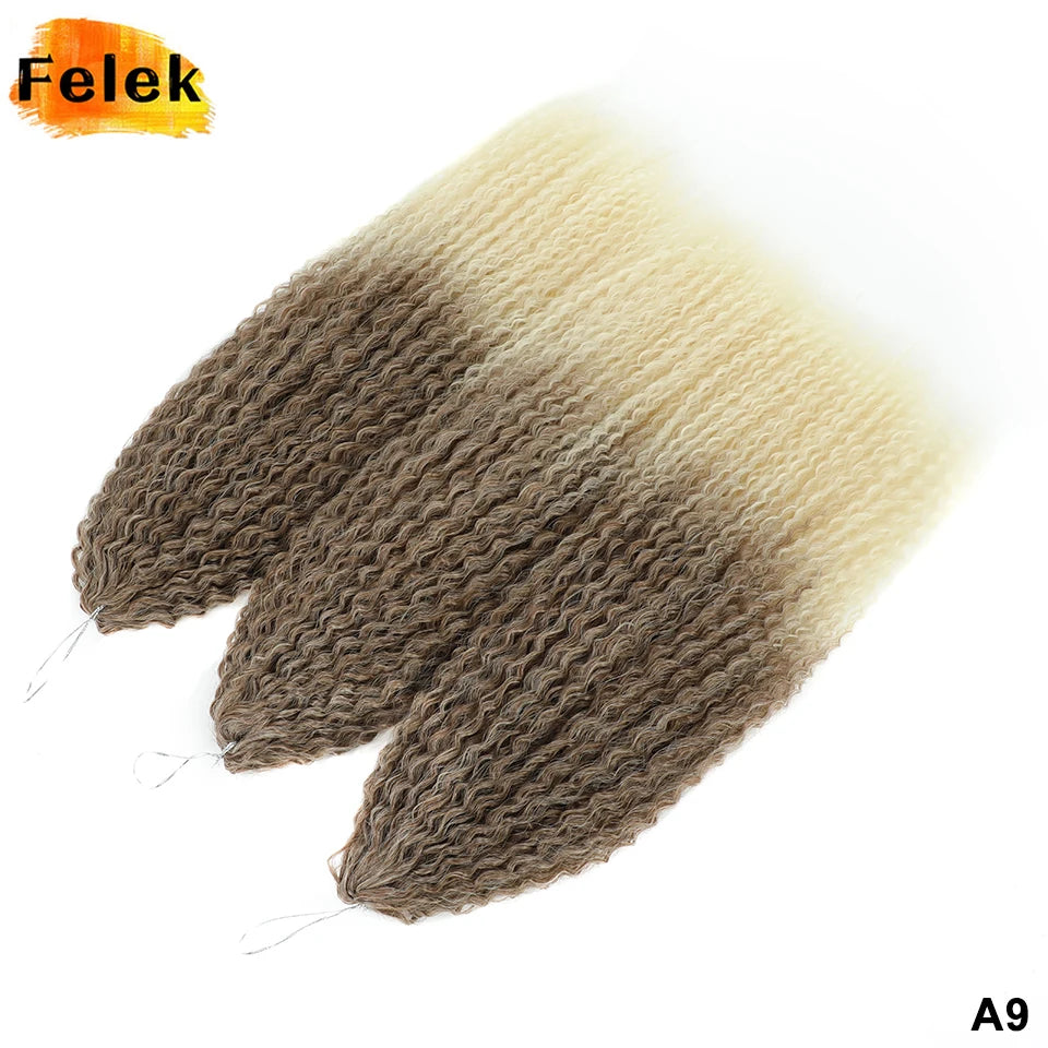 3-7Pcs Synthetic Brazilian Crochet Braids Hair for Women 20-28" Ombre White African Curls Kinky Curly Braiding Hair Extensions