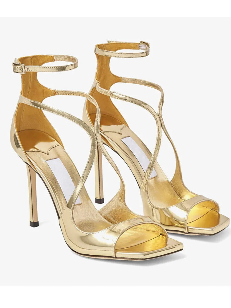 Summer New Fashionable High-heeled Women's Open Toed Sandals Dance Shoes Party Sexy 34-44 Large Women's Shoes