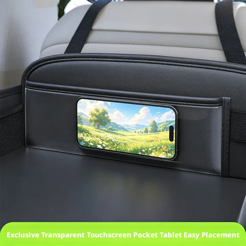 Car Seat Back Hanging Bag For Rear Seat Kids Lunch Desk Food Tray Long Trip Watching Movie Phone Holder Large Capacity Bags