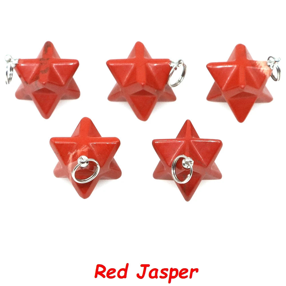 13mm Merkaba Star Pendant Natural Hexagram Stone Necklace Reiki Healing Crystal Wiccan Energy Gemston For DIY Jewelry Home Decor