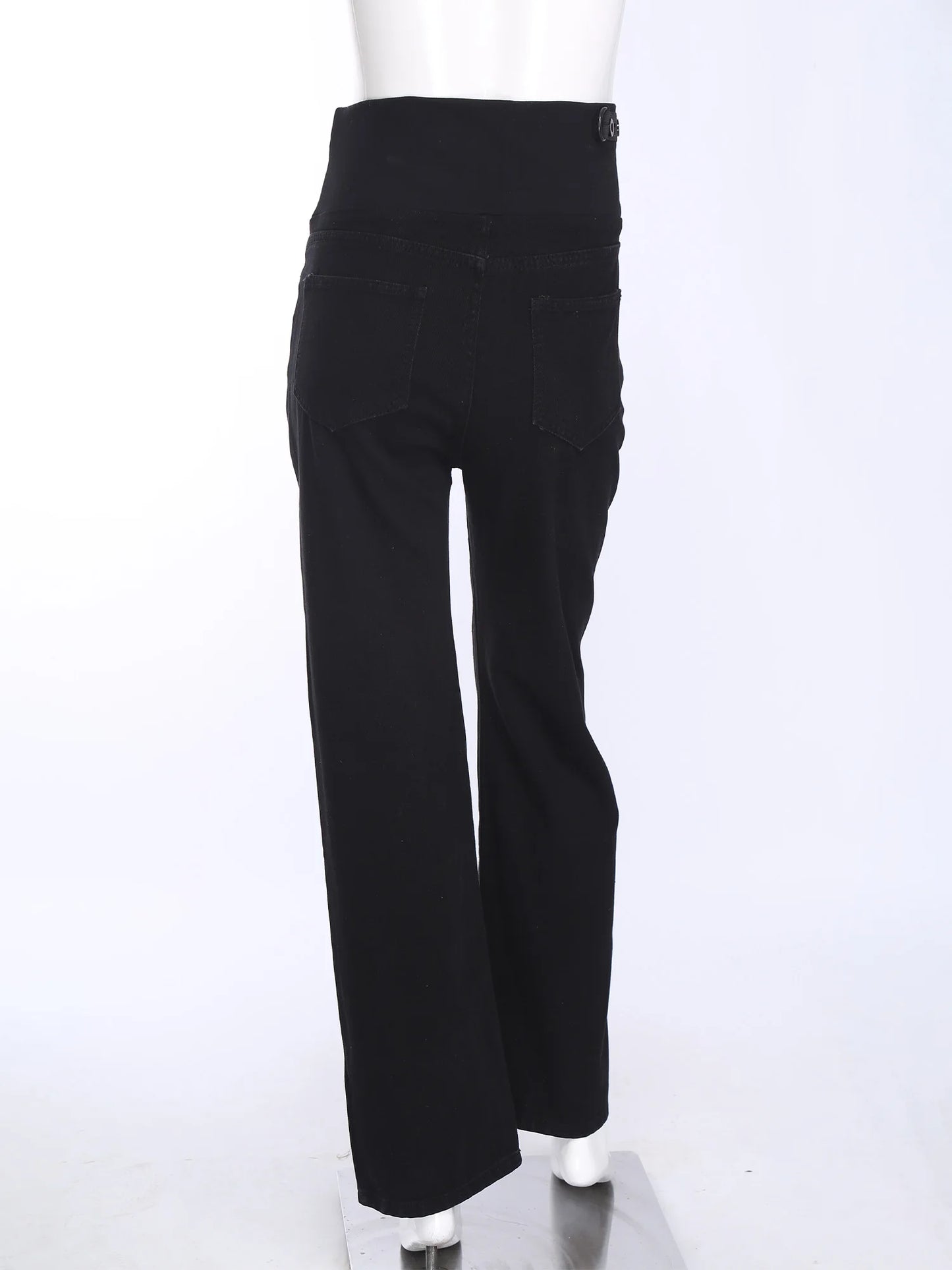 Pregnant Women Fashion Casual Wide-Leg Jeans Adjustable High Waist Belly Support Denim Pants Maternity Clothing for Daily Party