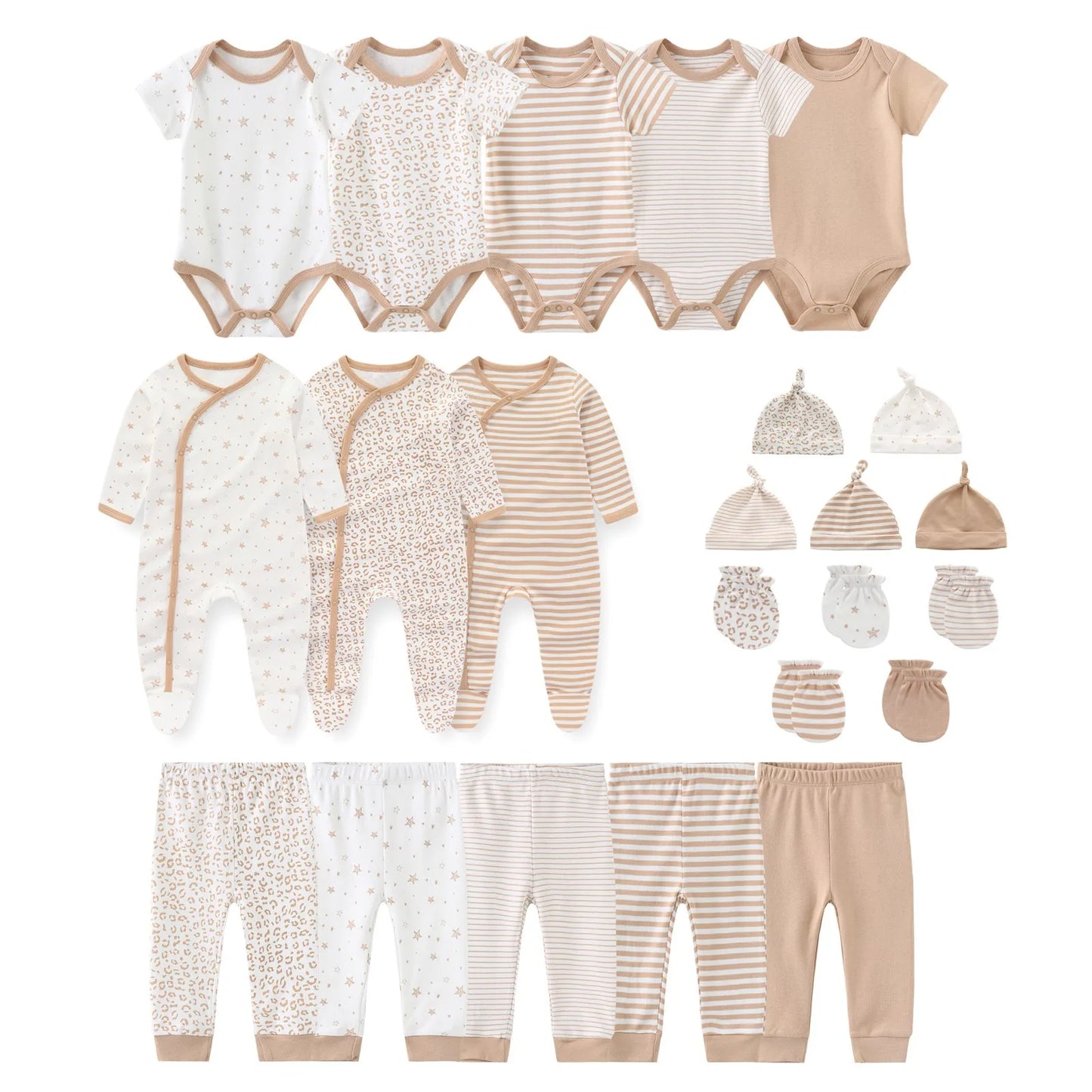 23PCS Newborn Baby Gift Set 100%Cotton Jumpsuit+Hat+Gloves+Pants Baby Boy Clothes 0-6M Animal Baby Girl Clothes Solid Color