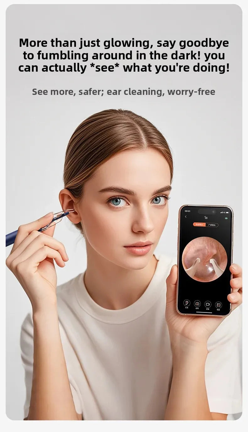 Smart Visual Ear Wax Cleaner with HD Camera Endoscope Wireless WiFi Ear Cleaning Tool for Home Use Ear Wax Remover