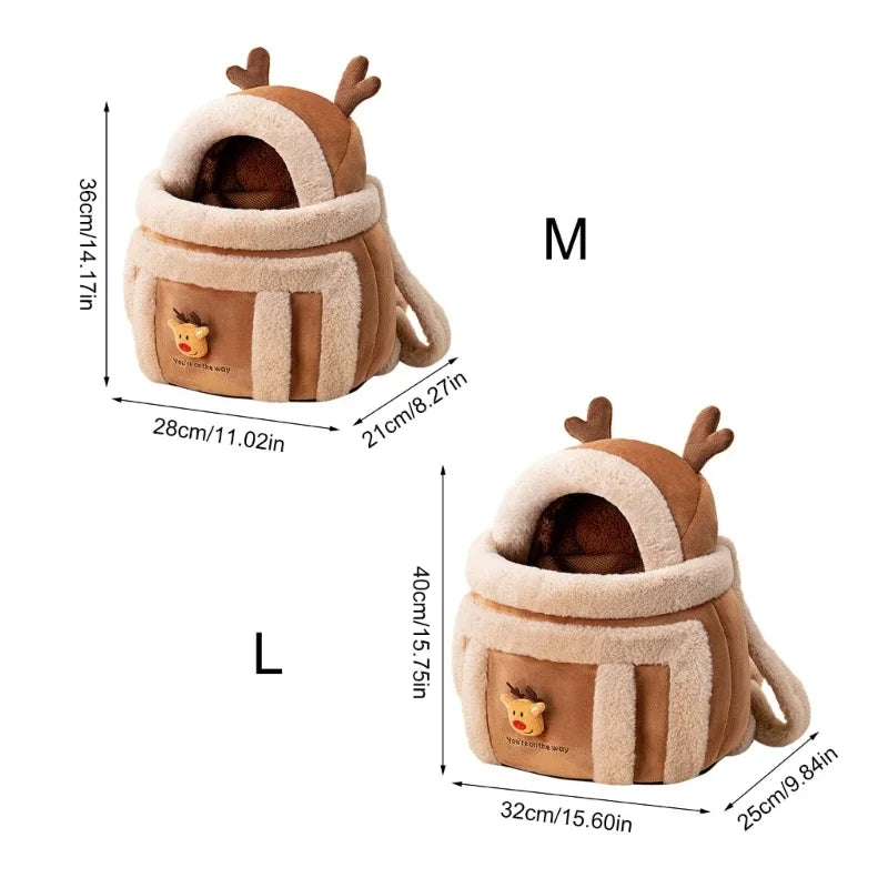 Furry Warm Cat Carrier Portable Pet Travel Bag Luxury Outdoor Handbag Car Seat Winter Cozy Nest For Puppy Kitten Transport