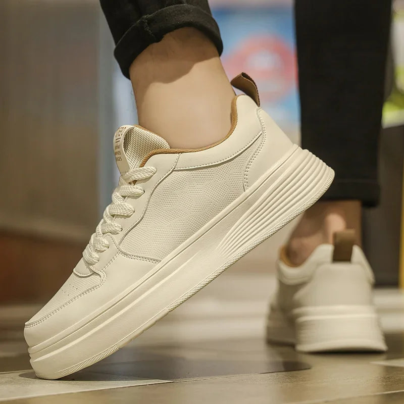 Men's Casual Sport Shoes Thick Bottom Invisible Heightening 10cm Rubber Outsole Synthetic Upper Breathable Lace-Up Sneakers