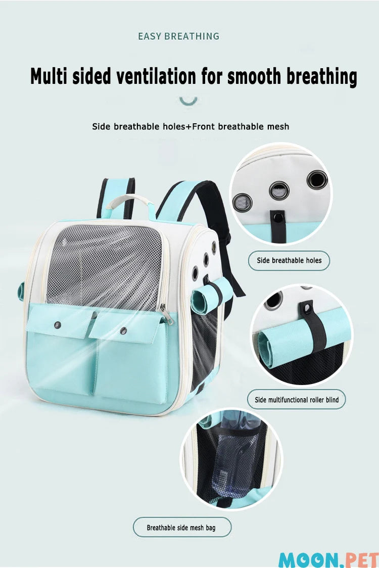 Ventilation Large Capacity Cat Carrier Backpack Adjustable Strap Pet Carrying Bag Foldable Cat Backpack for Outdoor Travel Pet