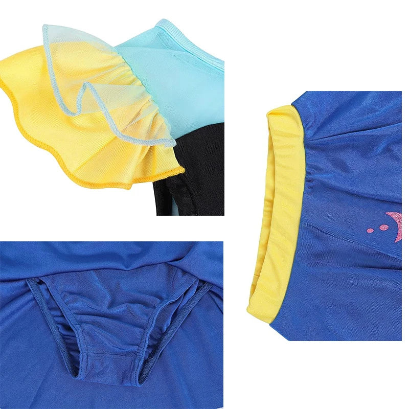 Girls Ruffle Style Princess Swimwear Rapunzel Separate Swimsuit Kids Elsa Anna Jasmine Princess Swimsuits Beach Bikini