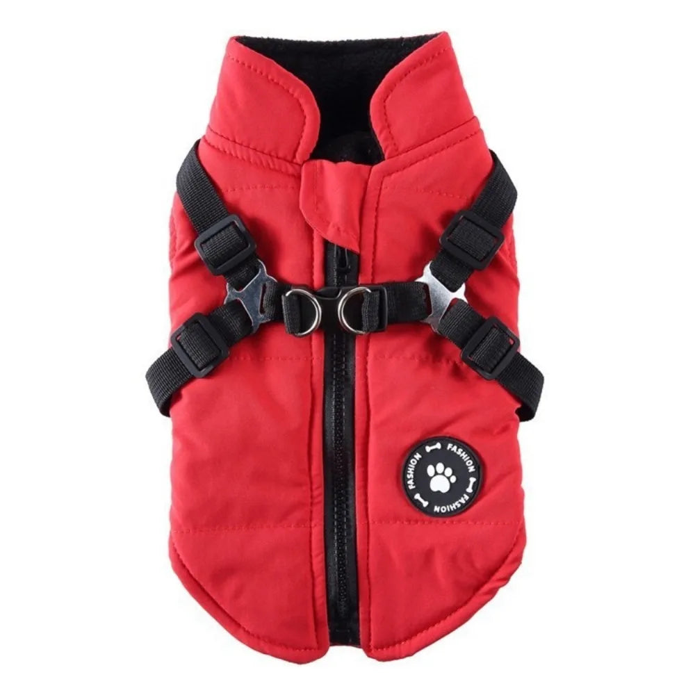 Waterproof Adjustable Dogs Down Clothes Thicken Warm Winter Dog Clothes Soft with Harness Dog Coat for Dogs Cats