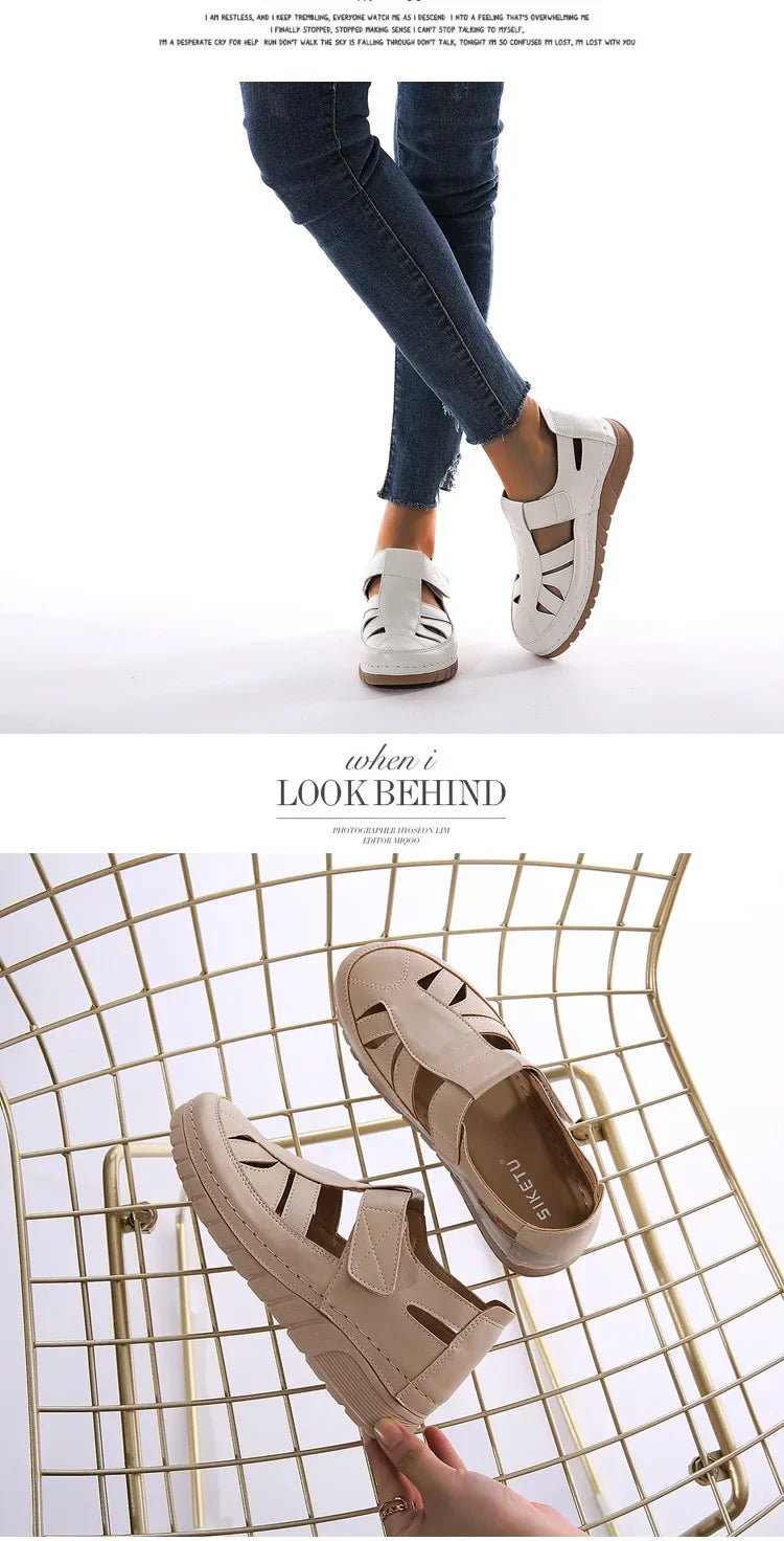 Women's Shoes Sandals Fashion Baotou Wedge Platform Sandals Ladies Retro Rome Sandalias Mujer Slip on Beach Shoes Footwear 2024