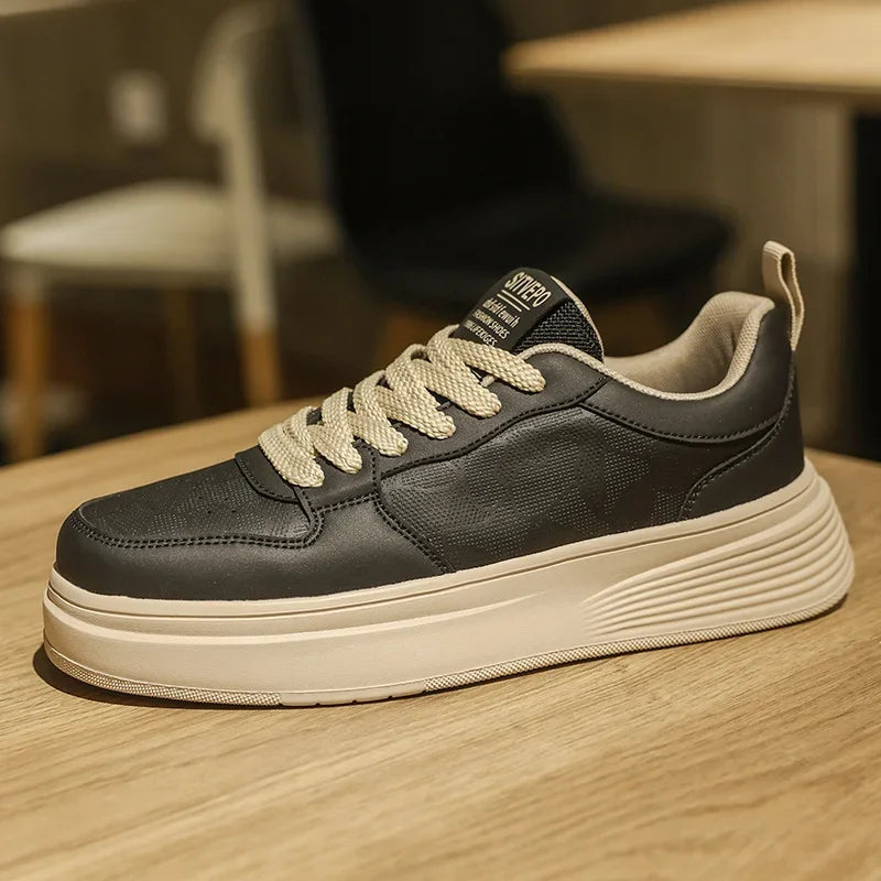 Men's Casual Sport Shoes Thick Bottom Invisible Heightening 10cm Rubber Outsole Synthetic Upper Breathable Lace-Up Sneakers