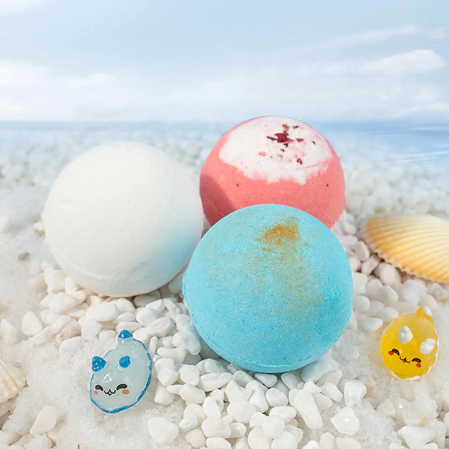 12Pcs Ocean Themed Bath Bombs Gift Set with Surprise Sea Animal Toys Inside Natural Bubble Bath Salt Balls for Kids Holiday Gift