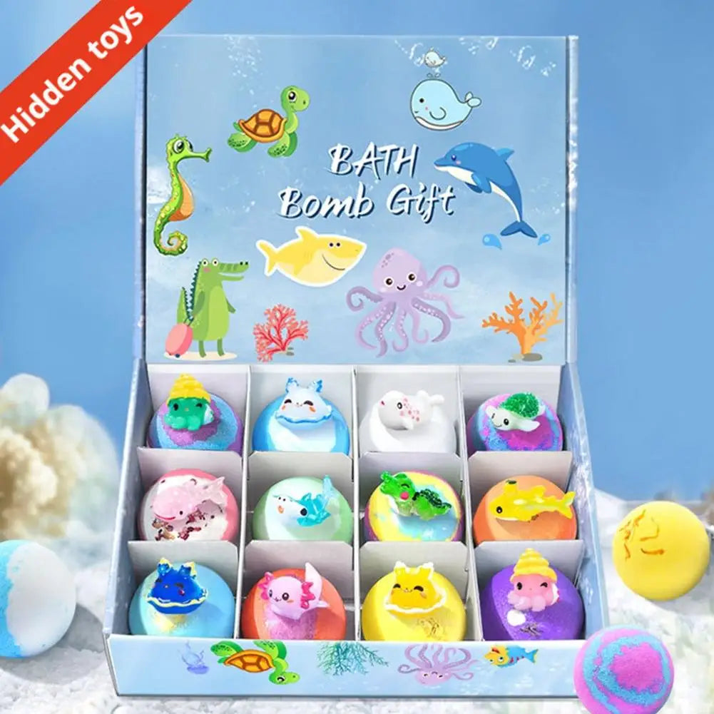 Bubble Bath Bombs For Kids 12 Pack Ocean Themed With Hidden Floating Toys Safe Essential Oil Moisturizing Bath Fizzies
