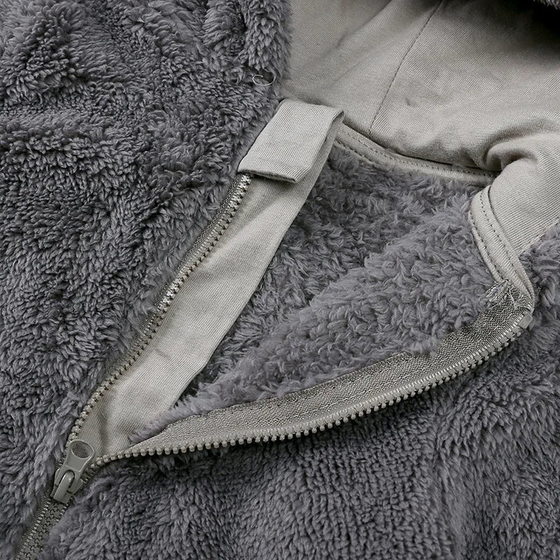 2025 Warm Footed Baby Romper Zipper Closure Fall Newborn Bear Ear Hooded Fuzzy Onesie Outfit Infant Boys Girls 100 Days Jumpsuit