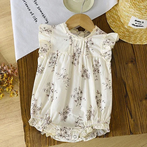 2025 New Summer Toddler Baby Girls Jumpsuit Short Sleeved Cotton Stripe Newborn Baby Girls Romper 0-24M Baby Girls Clothing