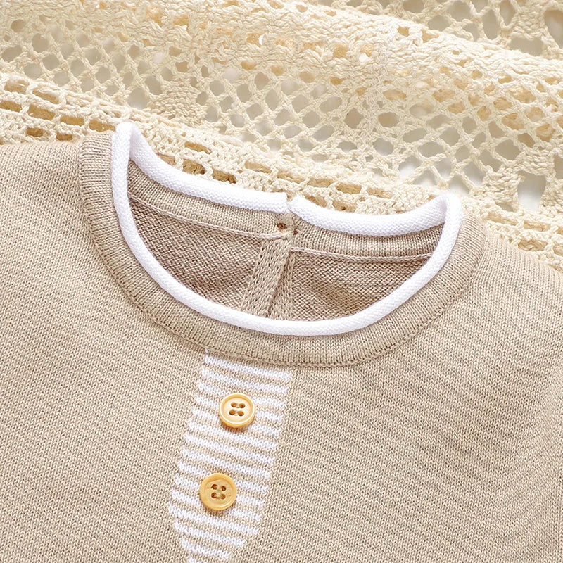 Summer Solid Short Sleeve T-Shirts+Shorts 2PCS Outfits for Newborn Boys Cotton Clothes Sets 0-18m Infant Knit Tracksuits Costume