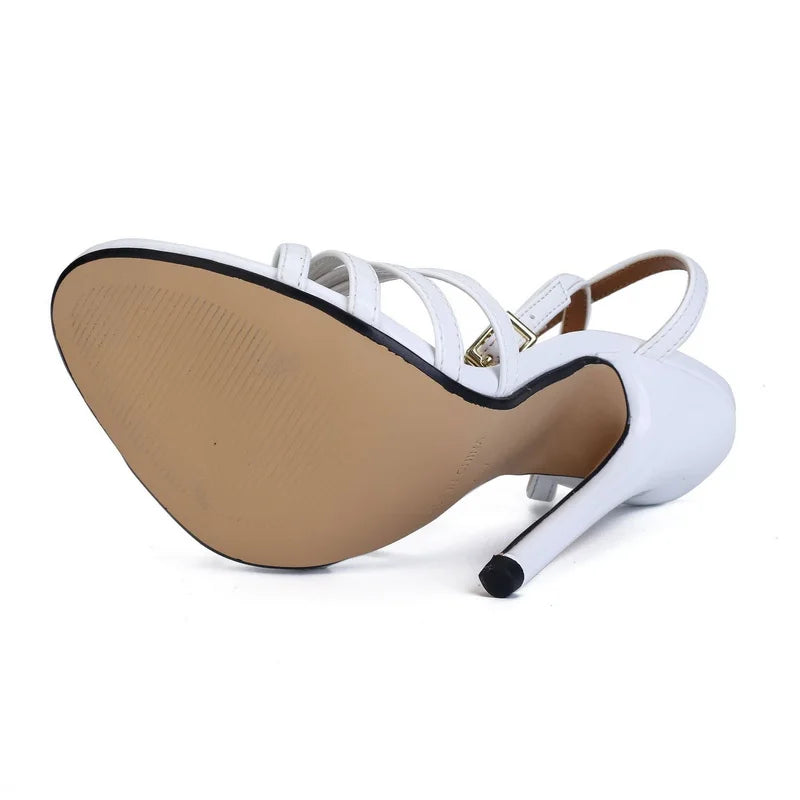 FHC New 16cm High Heels Sandals,Women Sexy Summer Shoes,Fashion Ankle Buckle Strap,Black,Red,White,Customized Colors