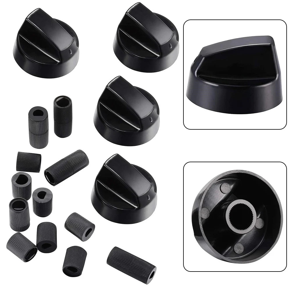 4pcs Control Knobs With 12pcs Adapters Gas Stove Control Knob For Home Kitchen Cookers Stoves Ovens Knobs