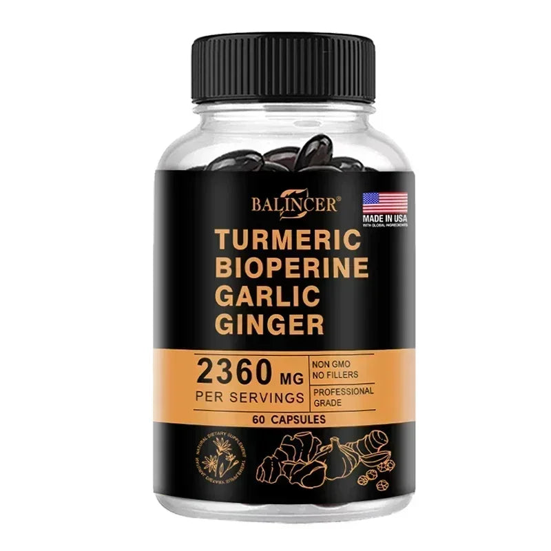 Turmeric 2360 Mg with Garlic Curcumin Black Pepper for Better Absorption, Joint Flexibility, Digestion, 120 Veggie Capsules