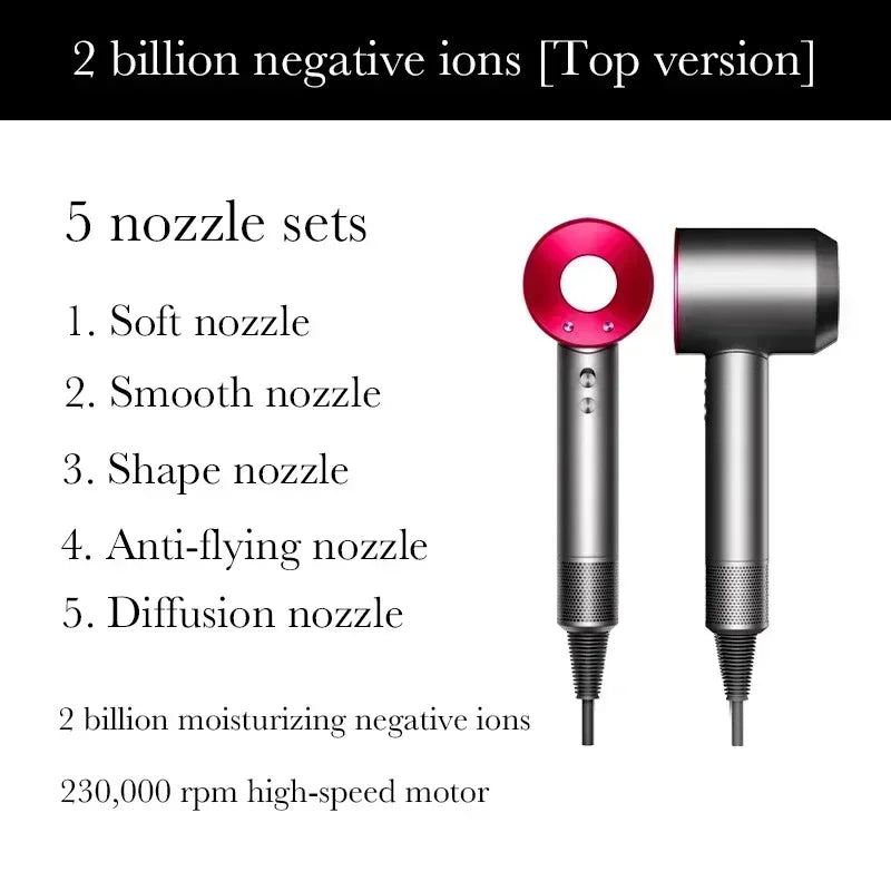New Super Hair Dryer 220V Leafless Hair Dryer Personal Hair Care Styling Negative Ion Tool Schedule Negative Ion Electric Dryer