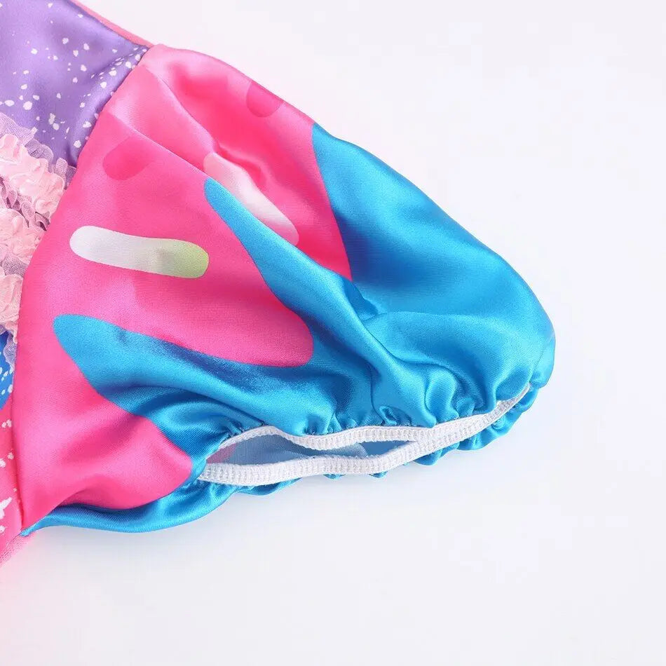 Purim Girls Rainbow Vestidos Candy Fairy Lollipop Cosplay Costume Toddler Girls Birthday Party Carnival Long Short Sleeves Dress