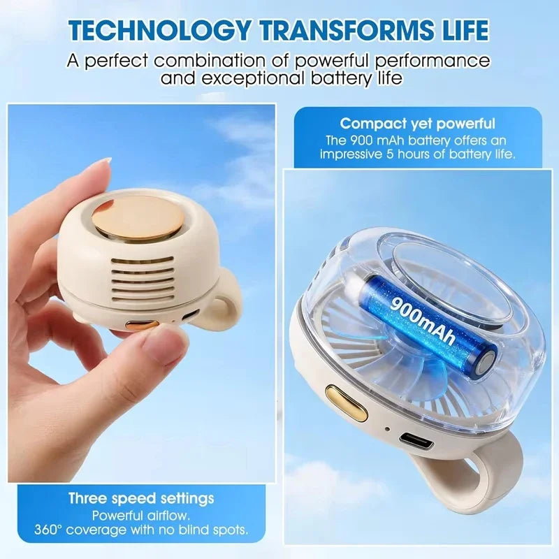 Silent Mini Bladeless Fan Electric Small fan Clip on Shirt Waist Portable Mini Bladeless Fans 3-Speed For Outdoor 2026