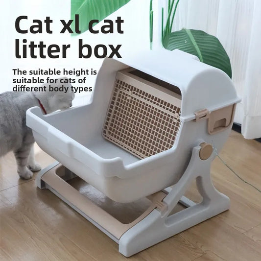 Semi-automatic Cat Litter Box Anti-splash Oversized Semi-closed Pet Toilet Lazy Cat Toilet Pet Products