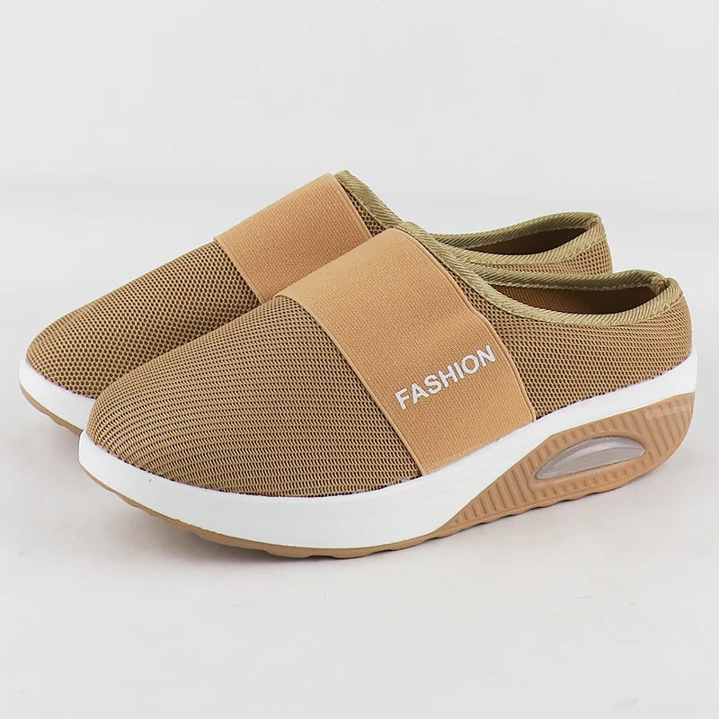Cushion Slip-On Women Walking Shoes Orthopedic Diabetic Ladies Platform Mules Mesh Lightweight Slippers Wedge Female Sneaker