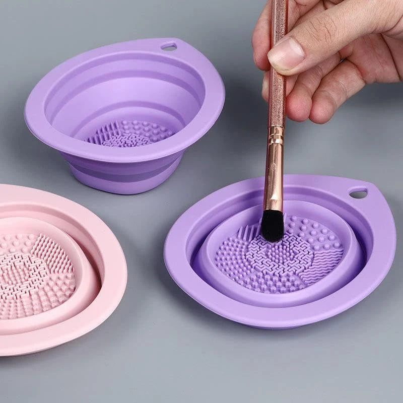 New Silicone Makeup Brush Cleaner Folding Powder Puff Cleaning Bowl Eyeshadow Brushes Washing Soft Mat Beauty Tools Scrubber Box