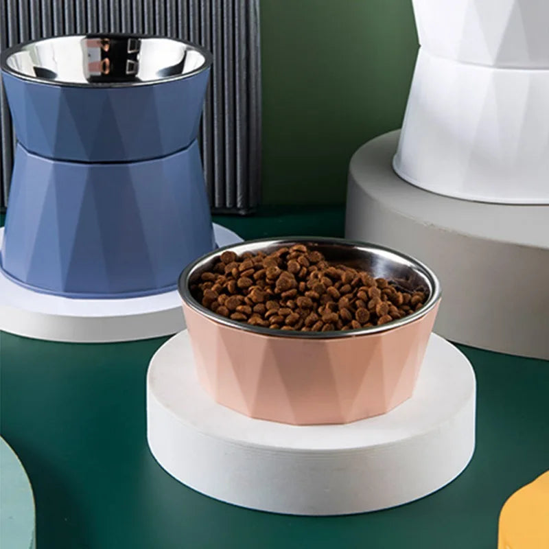 Stainless Steel Cat Bowl High Foot Dog Bowl Neck Protector Cat Food Water Bowl Anti-overturning Feeding Dish Pet Eating Dishes
