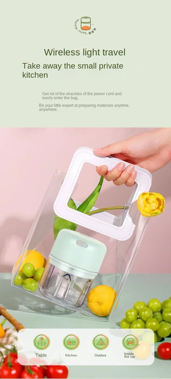 Multifunctional Electric Garlic Chopper 100/250mL Portable Vegetable Grinder Onion Mixer Mashing Machine for Kitchen