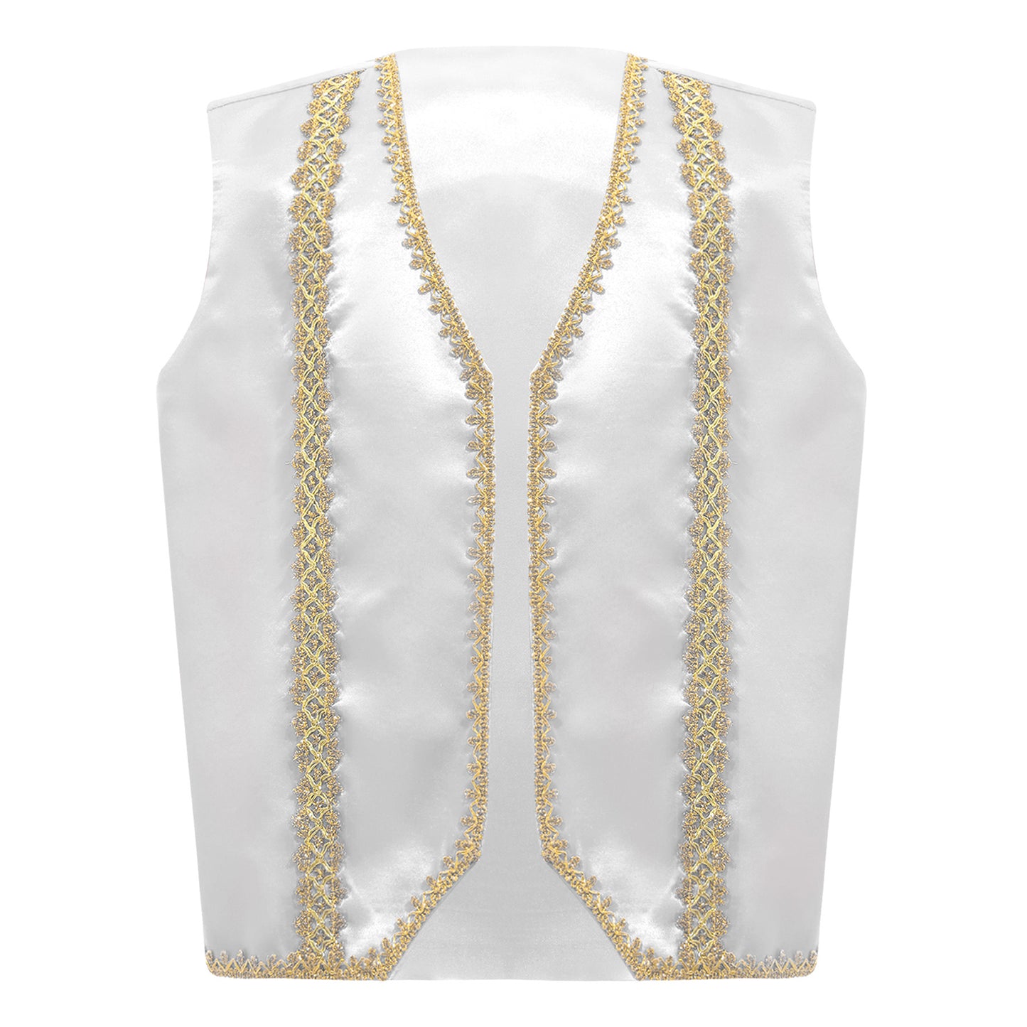 Kids Girls Boys Medieval Steampunk Costume Arabian Prince Sleeveless Golden Trim Waistcoat Vest Halloween Cosplay Fancy Dress Up