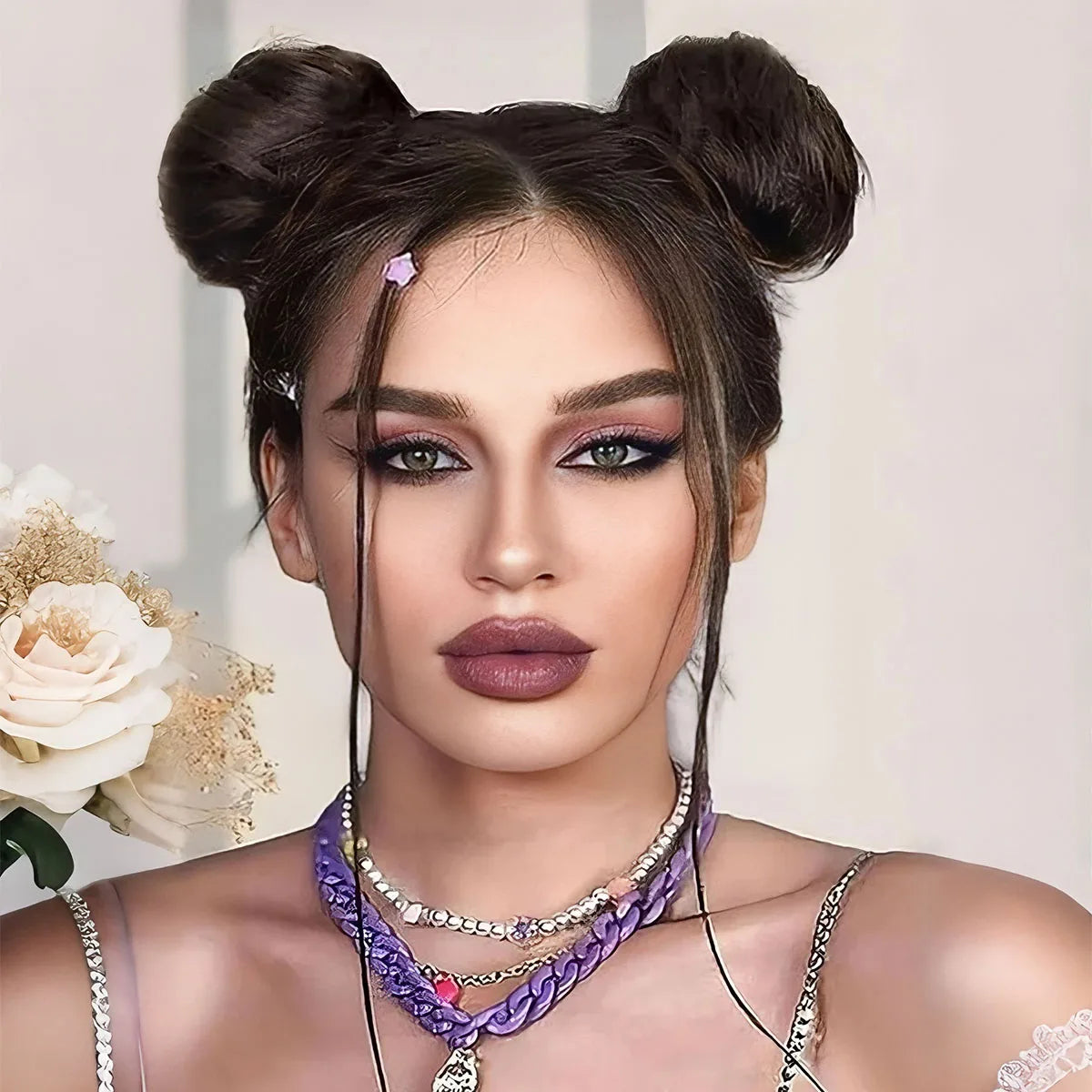 Synthetic Hair Bun Hair Drawstring Hair Bun Wig Flexible Brown Chignon bun For Women Daily use