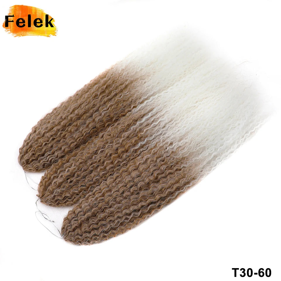3-7Pcs Synthetic Brazilian Crochet Braids Hair for Women 20-28" Ombre White African Curls Kinky Curly Braiding Hair Extensions