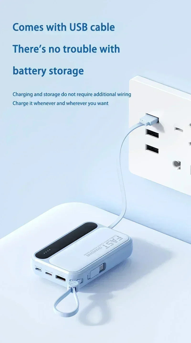 Lenovo 500000mAh Power Bank Built in 4 Lines Large Capacity Super Fast Charging Portable External Battery For iPhone Samsung