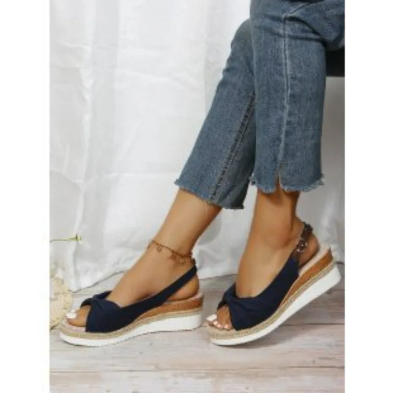2026 Women Fashion Sandals Open Toe Casual Wedge Platform Shoe Soft Sole Light Work Shoes Large Size Flat Comfortable Beach Shoe