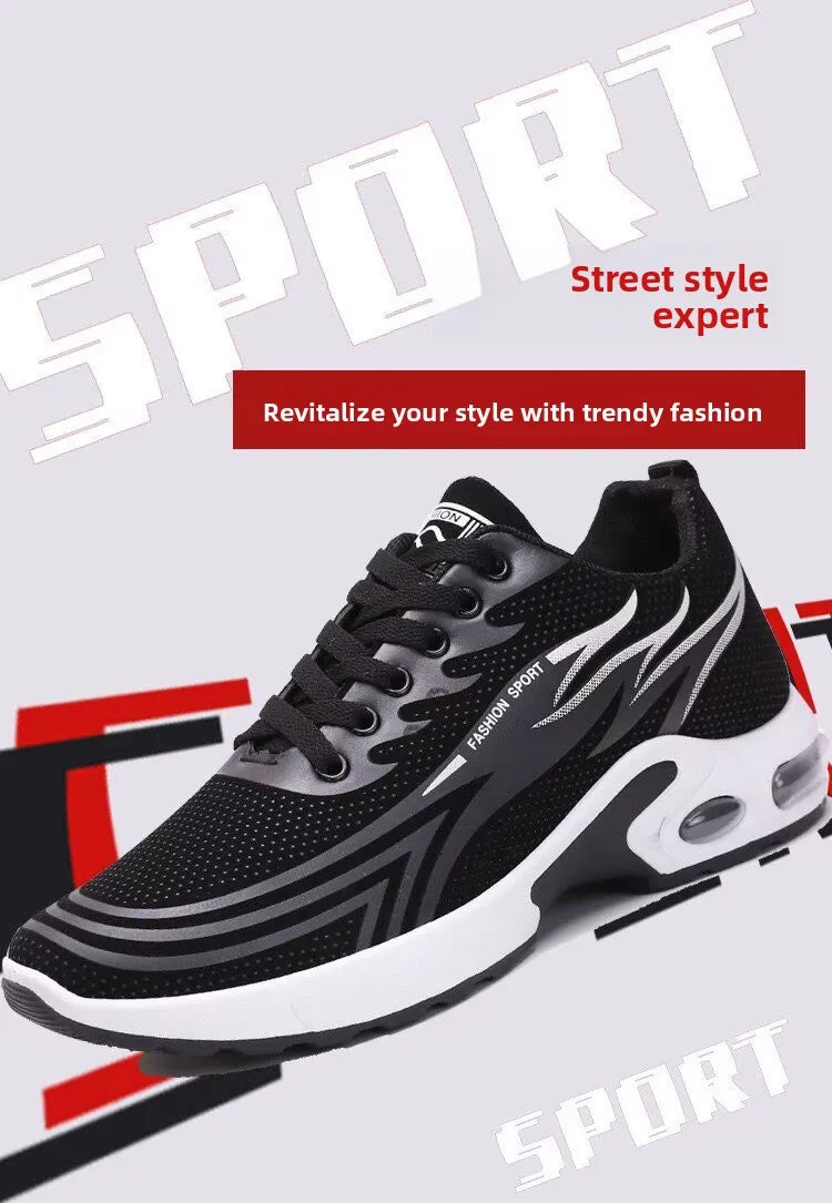 Men's Sport Shoes New Lightweight Comfortable Fashionable Casual Running Shoes Suitable for Youth Thick Bottom Running Style