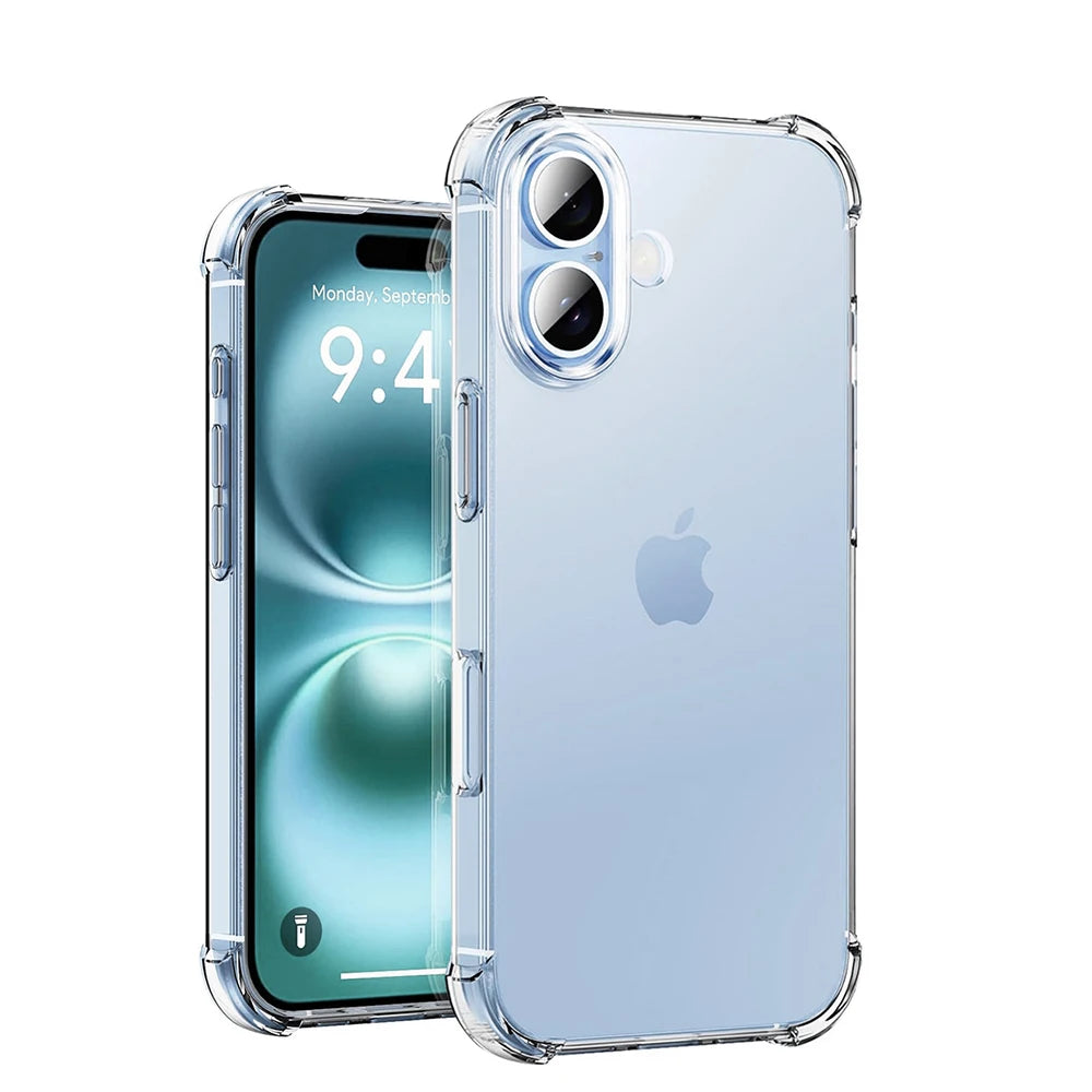 Luxury Shockproof Silicone Phone Case For iPhone 17 16 15 14 13 12 11 Pro Max Air X XS 7 8 Plus Transparent Bumper Back Cover