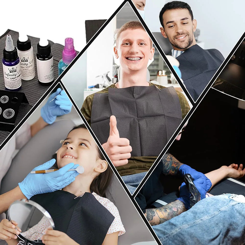 250/125/50/5pcs Black Tattoo Bibs Cleaning Wipes Pad Disposable Dental Tattoo Waterproof Sheets Paper Tattoo Accessories
