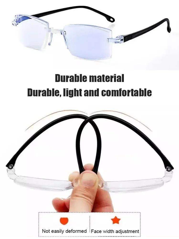 1/2PCS Smart Zoom Reading Glasses Ultra Clear Presbyopia Glasses Lightweight Anti-Blue Anti-Fatigue Auto Zoom Magnifier