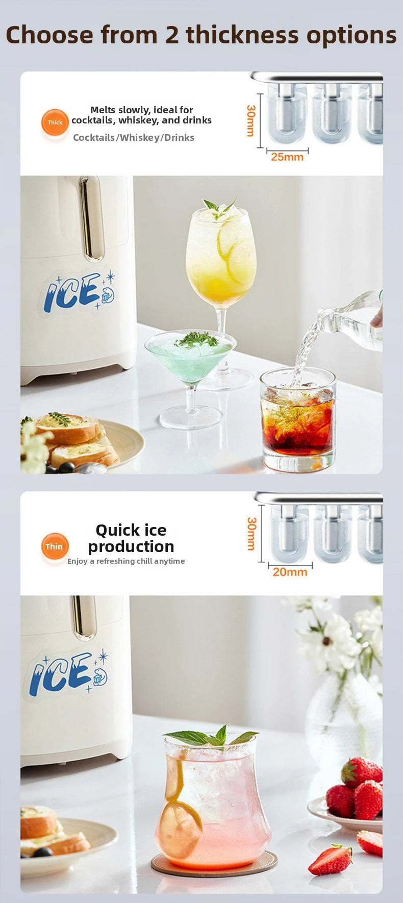 Mini Ice Maker Machine for Home Dorm Student, Portable Automatic Ice Maker with Small Power, Compact Countertop Ice Cube Maker,