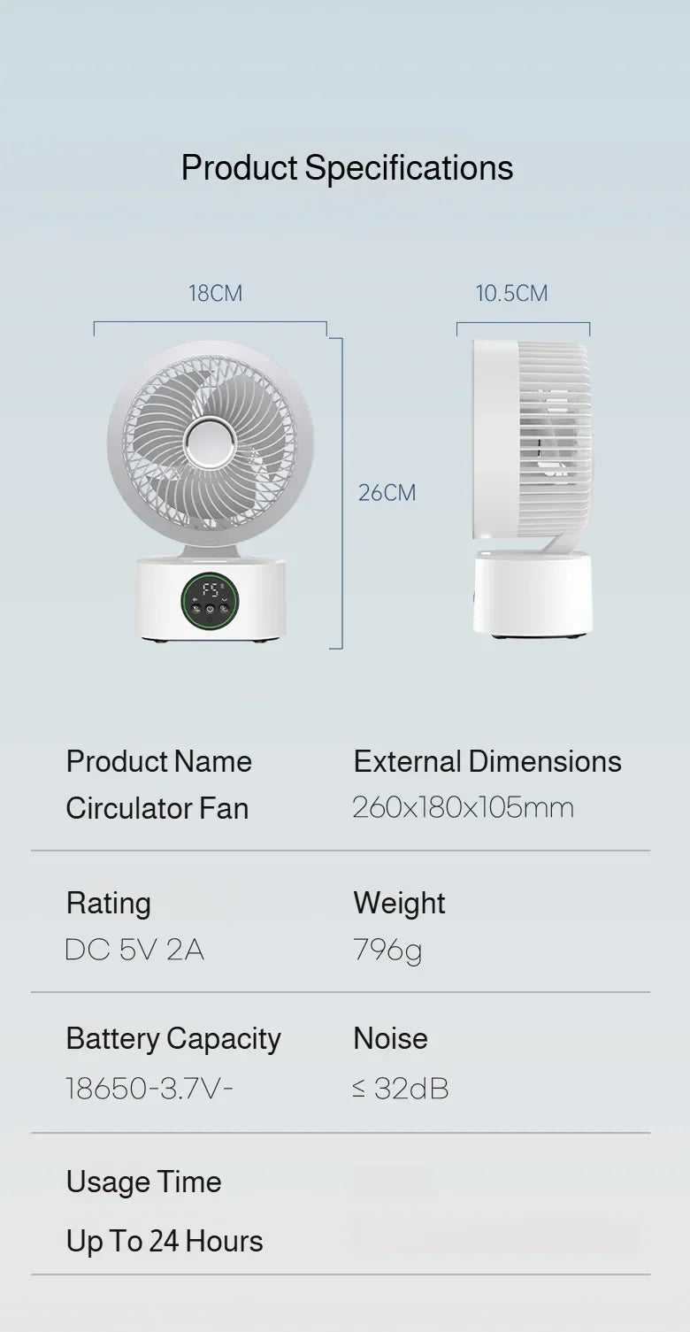 Portable Wall-Hanging Fan With Remote Control Smart Voice Rechargeable USB Household Electric Folding Fan Nightlight Air Cooler