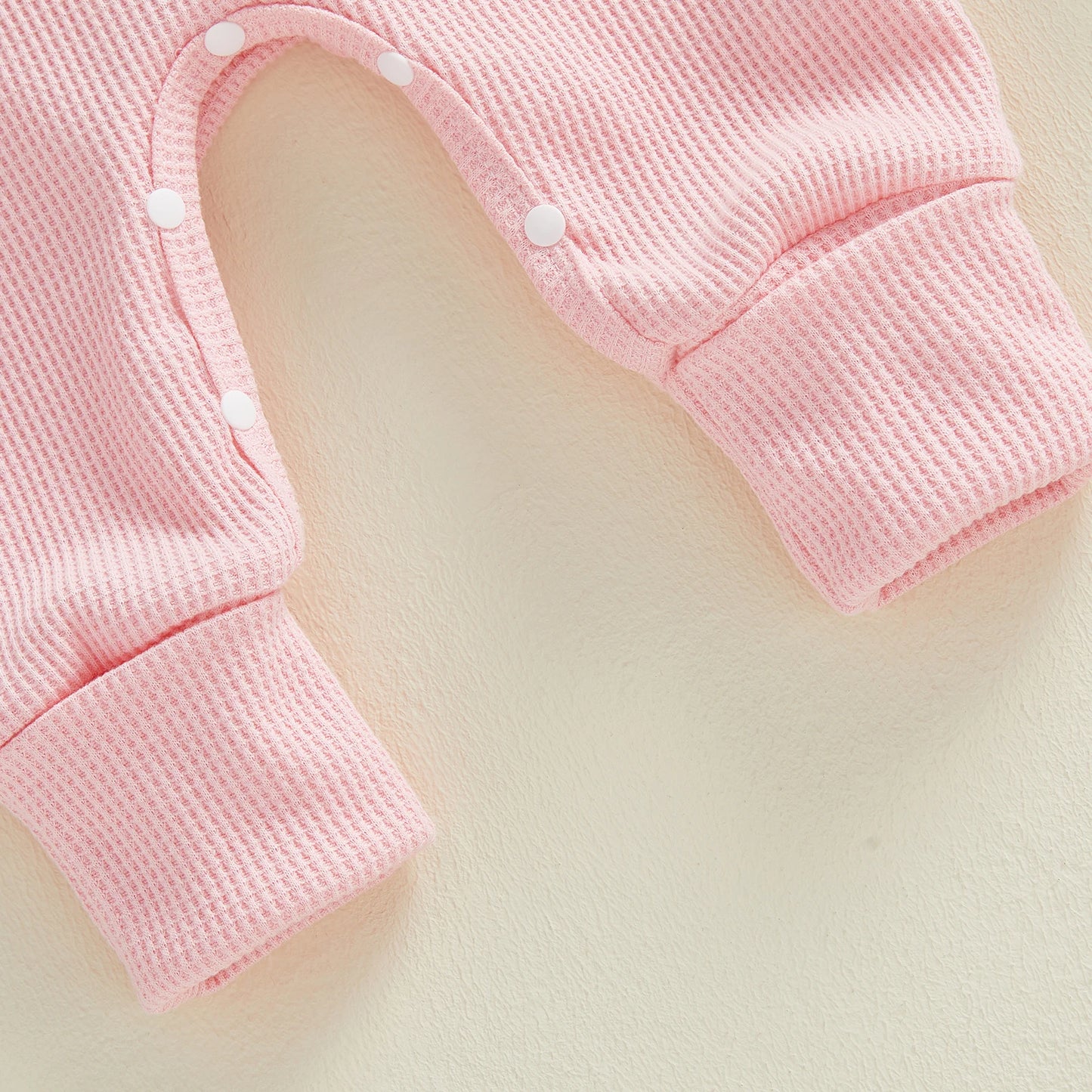 Spring Valentine's Day Infant Baby Girls Bodysuit Waffled Letter Embroidery Long Sleeve Jumpsuit Bow Headband Clothes