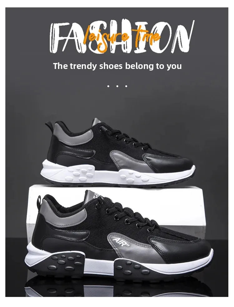 Men's Spring New Sport Shoes Casual Classic Trendy Thick Bottom Leisure Shoes Breathable Microfiber Upgraded Spring Autumn