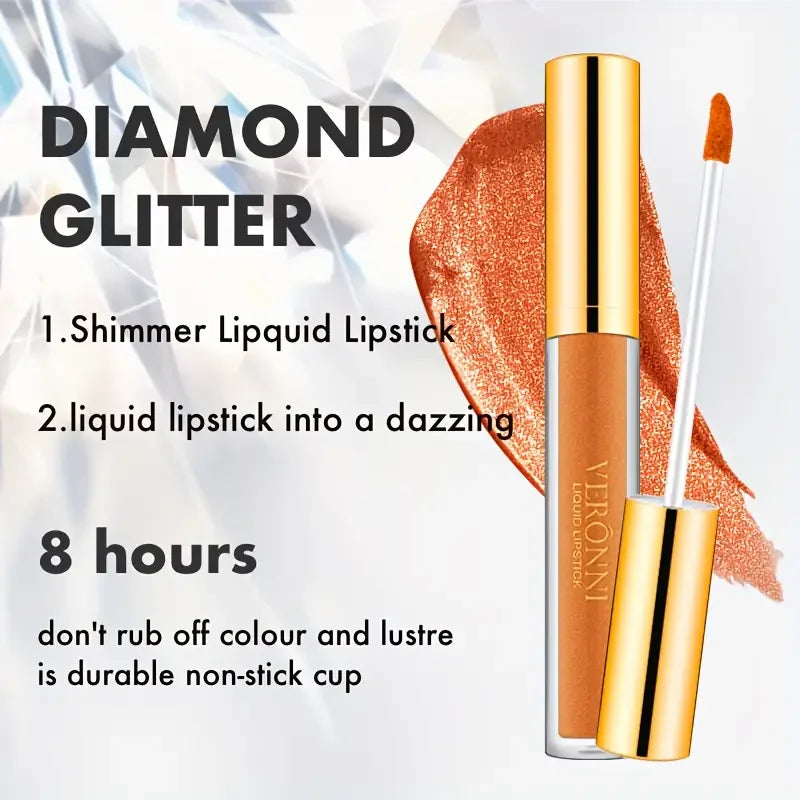 10 Colour Diamond Shimmer Lip Gloss Set,Glitter Shimmer Makeup Long Lasting lipsticks Makeup, Smudge Proof Lip Glaze Valentine's