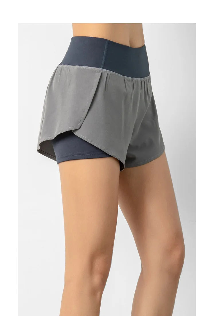 Hot New Sport Shorts Women Sportswear Double-deck Running Shorts Yoga Bottoms Summer Gym Fitness Training Jogging Short Pants