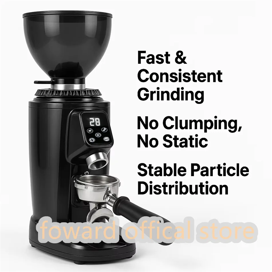 B64 Commercial Coffee Grinder 64mm Flat Burr Anti-Static For Espresso Pour Over French Press Coffee Mill Grinding Machine