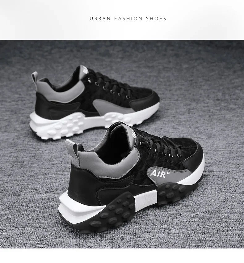 Men's Spring New Sport Shoes Casual Classic Trendy Thick Bottom Leisure Shoes Breathable Microfiber Upgraded Spring Autumn