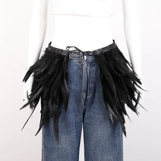 Halloween Carnival Party Unisex Feather Mini Skirt Costume Stage Performance Props in Various Colors and Accessories