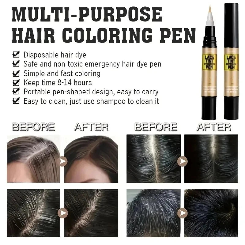 Lace Tint Pen for Wigs Long-Lasting Easy Apply Natural-Looking High Viscosity Hair Tint for All Hair Types